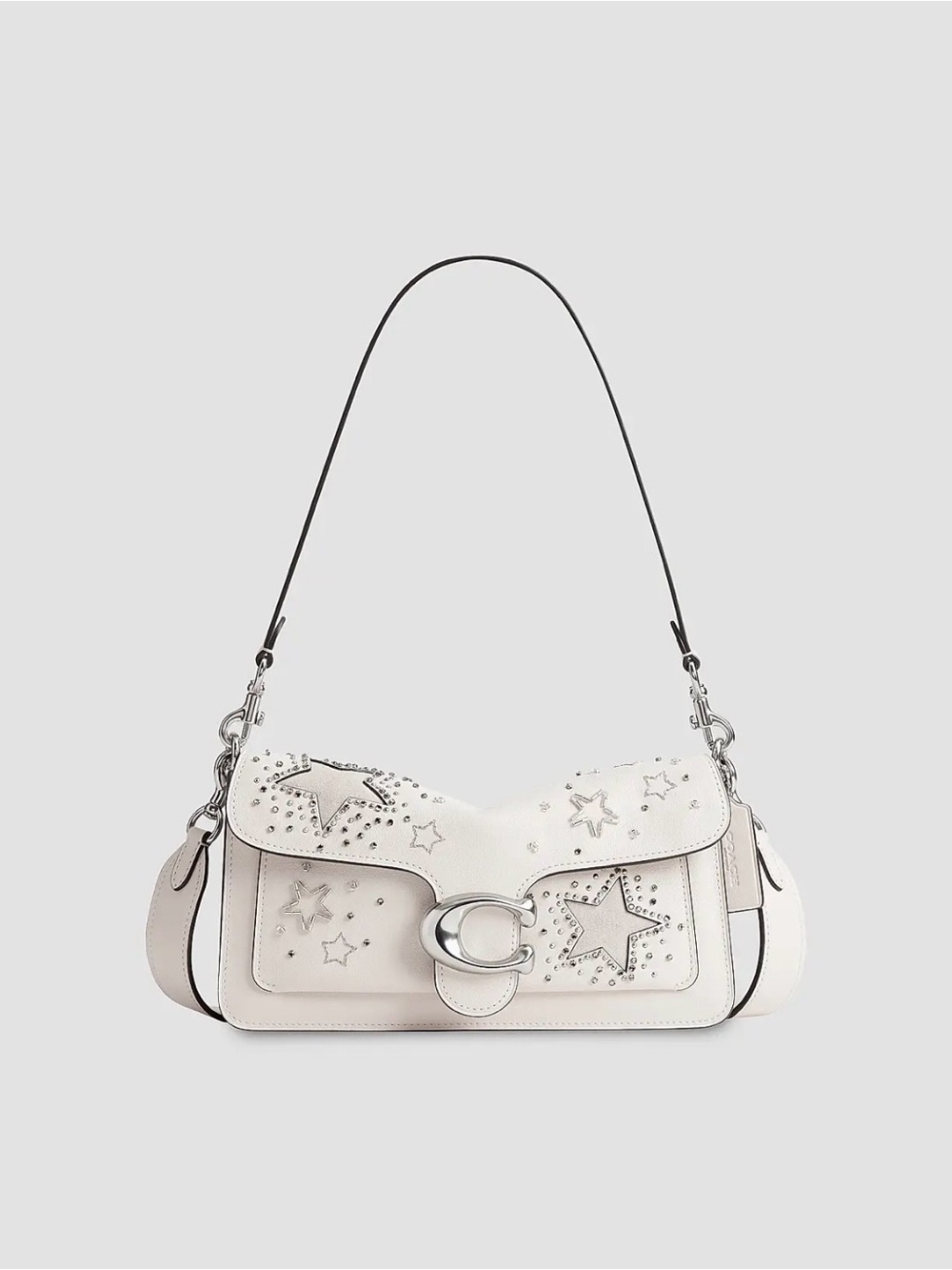 Coach White Star Appliqué Shoulder Bag with Silver Hardware
